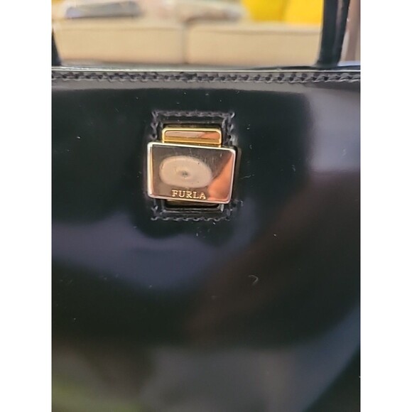 Vintage Furla Patent Leather Bag GOLD TRIM inbossed With Furla - Picture 2 of 9